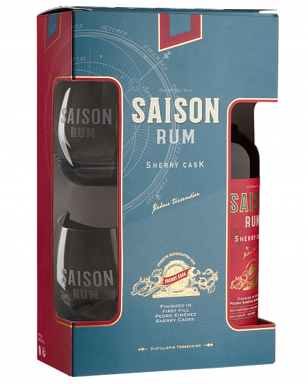 Подарочный набор Gift box Rum "Saison" Sherry Cask with 2 glasses