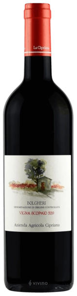 Вино La Cipriana Vigna Scopaio 339 Bolgheri Rosso Ла Киприана Винья Скопайо 339  Болгери Россо 2019  750 мл