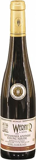 Вино Mozel Werner u sohn Trittenheimer Apotheke Riesling Auslese QmP Versteigerungswein Мозель Вернер у зон Триттенхаймер Апотеке Рислинг Ауслезе QmP аукцион 2002 500 мл
