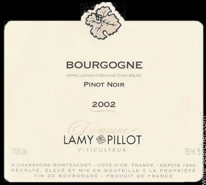 Вино Domaine Lamy-Pillot Bourgogne Pinot Noir AOC Домен Лами-Пийо Бургонь Пино Нуар 2014 750 мл