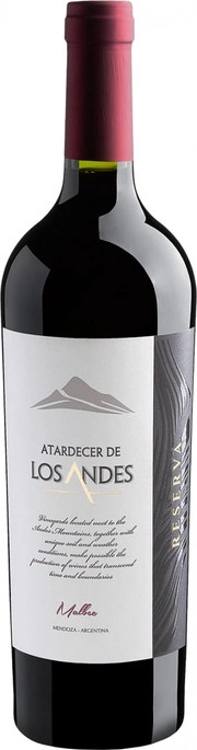 Вино  Atardecer de Los Andes  Malbec  Reserva   Атардесер де Лос Андес  Мальбек  Ресерва  750 мл