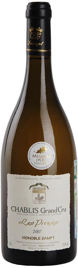 Вино Vignoble Dampt AOC Chablis Grand Cru Les Preuses  Винобль Дамп АОС Шабли Гран Крю Ле Прёз 2015 750 мл