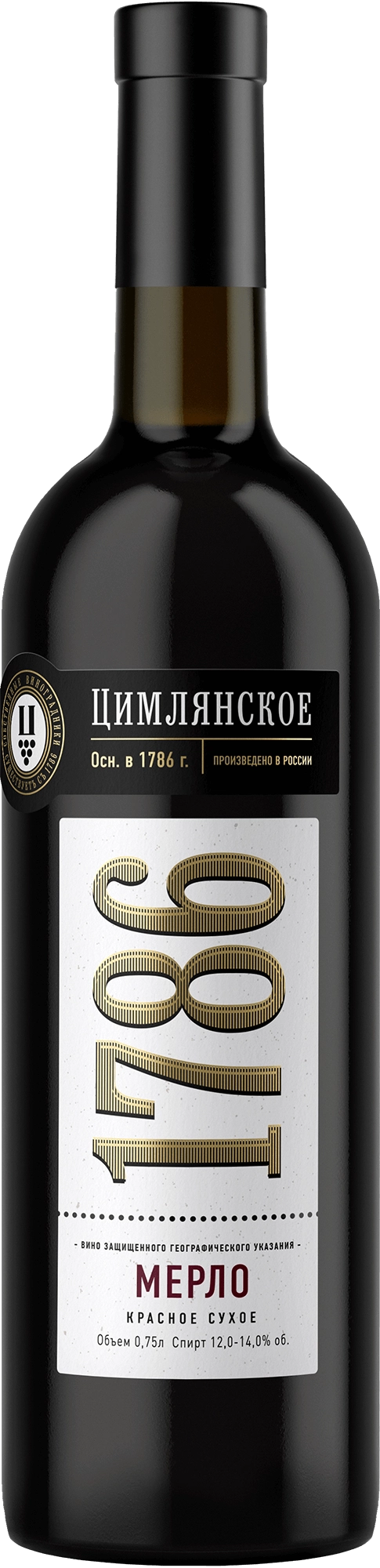 Вино Цимлянское 1786  Мерло  красное сухое 750 мл