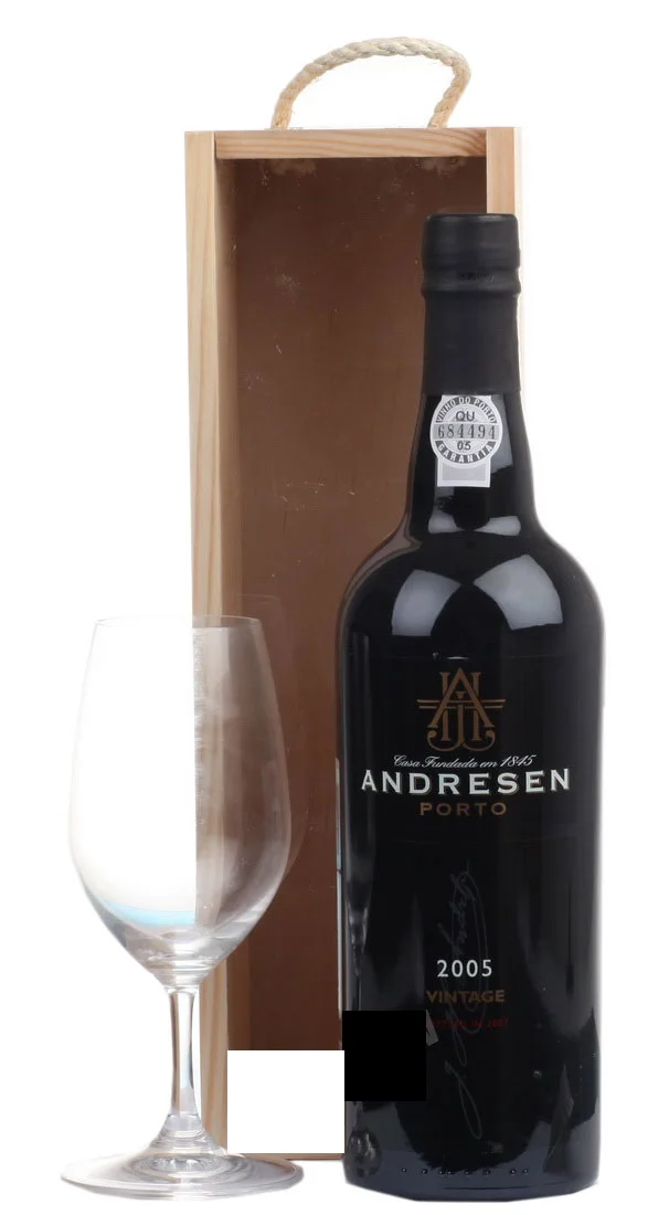 Вино Andresen Vintage Port wooden box Андерсен Винтаж Порт 2005 в деревянной коробке 750 мл