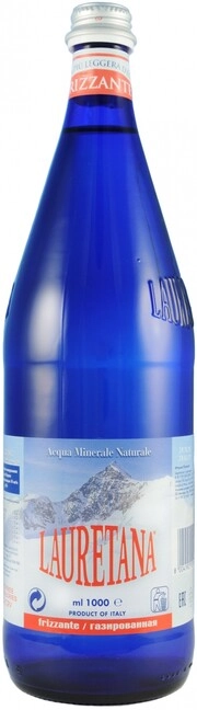 Вода  Lauretana Blue Glass   Лауретана Блю Гласс  газированная в стеклянной бутылке 1000 мл