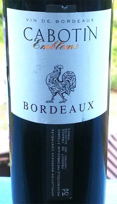 Вино Cabotin Emblème Bordeaux   Каботен Амблем Бордо  750 мл