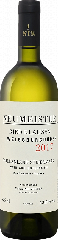Вино Weingut Neumeister  Weissburgunder Ried Klausen Vulkanland Steiermark  Ноймайстер  Вайсбургундер Рид Клаусен Вулканланд Штайермарк   2017 750 мл