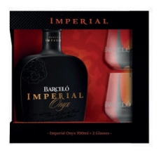 Ром Barcelo Imperial  Onyx  Барсело Империал Оникс  в подарочной упаковке 700 мл + 2 бокала