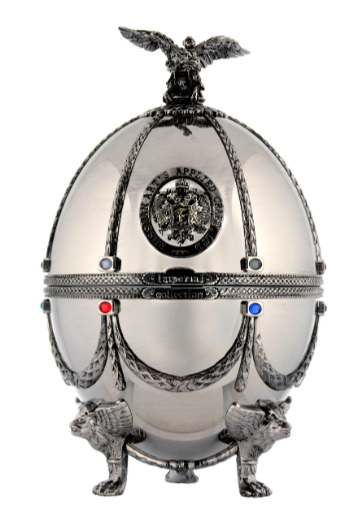 Водка Императорская коллекция  Кошерная   футляр в форме яйца Фаберже  Серебристого цвета  в деревянной коробке 700 мл