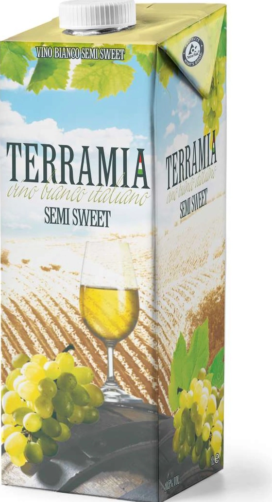 Вино Terramia  Tetra Pak  Террамия  белое полусладкое Тетра Пак  1000 мл
