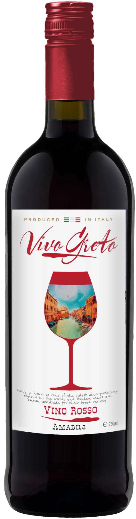 Вино Vivo Greto Cantina VR  Виво Грето Кантина ВР красное полусладкое 750 мл