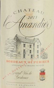 Вино  Château d' Amandier Bordeaux Superiо Шато Л`Амандье Бордо Супериор  2016 750 мл