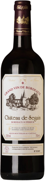 Вино  Chateau de Seguin, Bordeaux   Superieur AOC  Шато де Сегэн Бордо Супериор  2017  750 мл