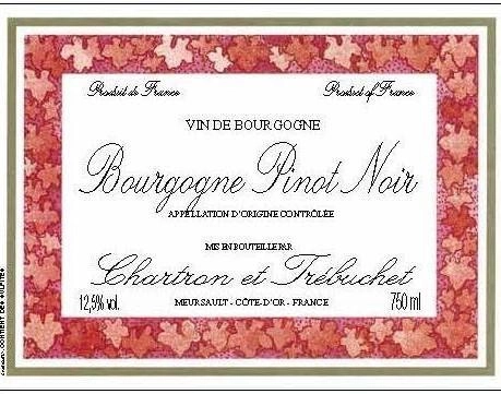 Вино Chartron et Trebuchet   Bourgogne Rouge Pinot Noir  Burgundy АОС   2014 750 мл