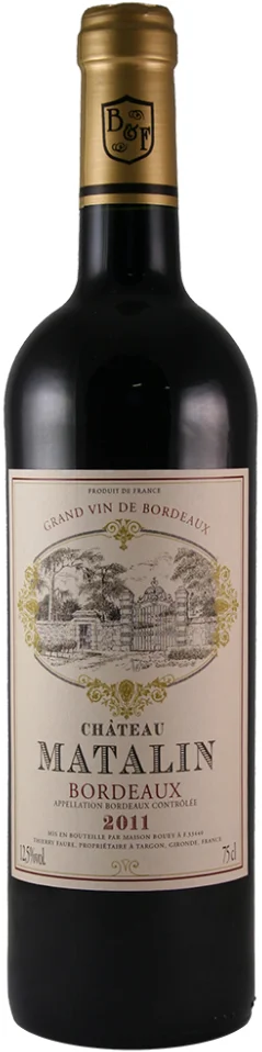 Вино Chateau Matalin, Bordeaux AOC, Шато Матален, 2011, 0.75 л