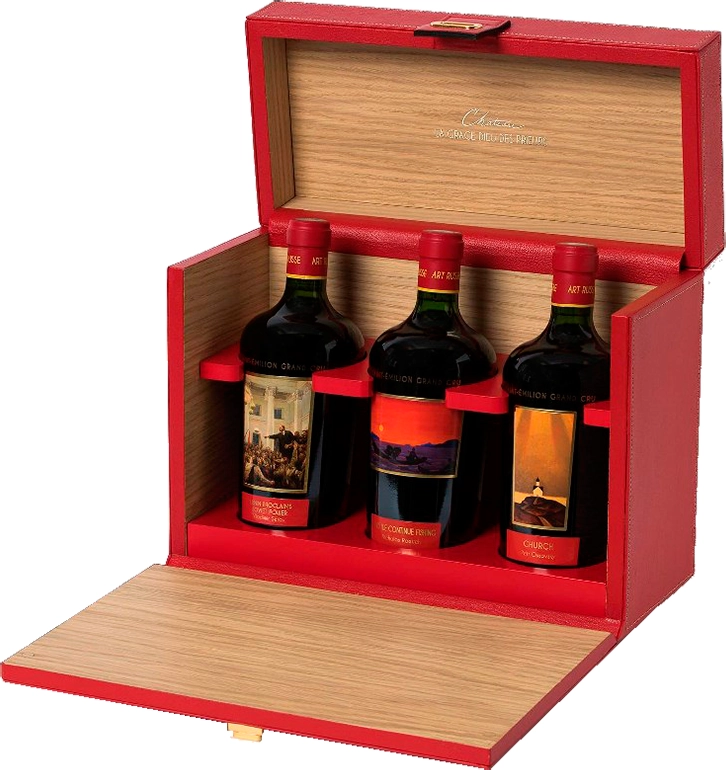 Вино Chateau La Grace Dieu des Prieurs Art Russe Saint-Emilion Grand Cru Set Luxe in 3 bottles in leather case  2016 750 мл 13,5%