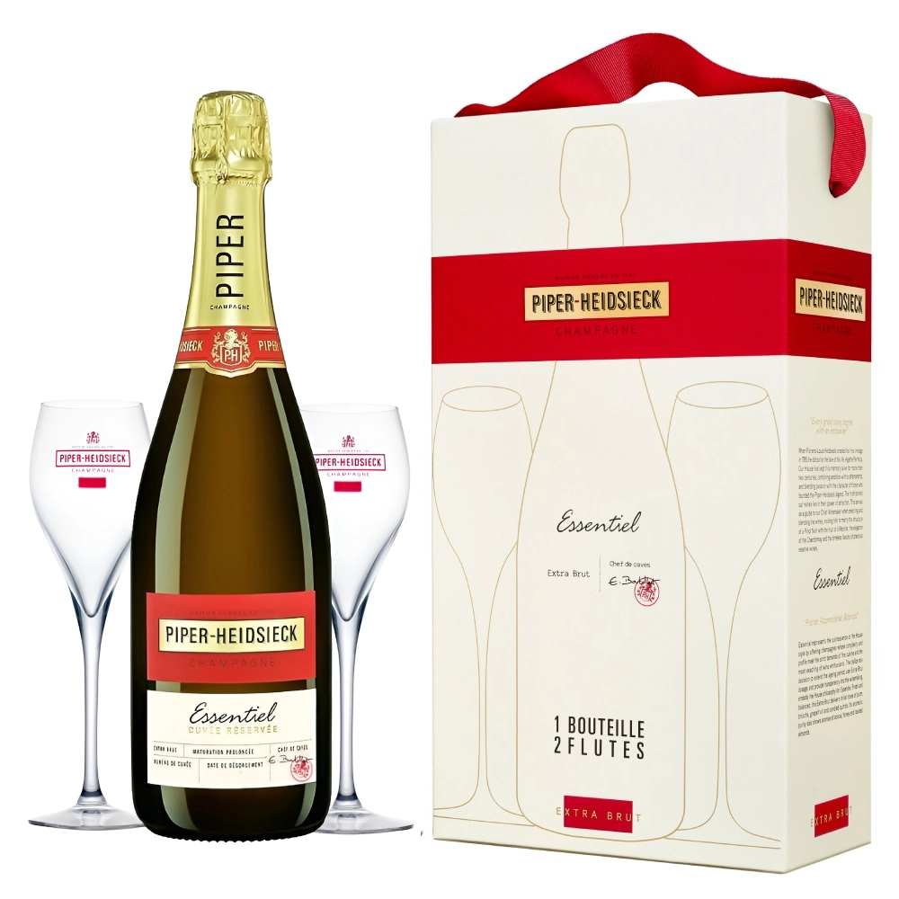 Шампанское Piper-Heidsieck Essentiel Cuvee Reservee Extra Brut  gift box with 2 glasses  2015  750 мл