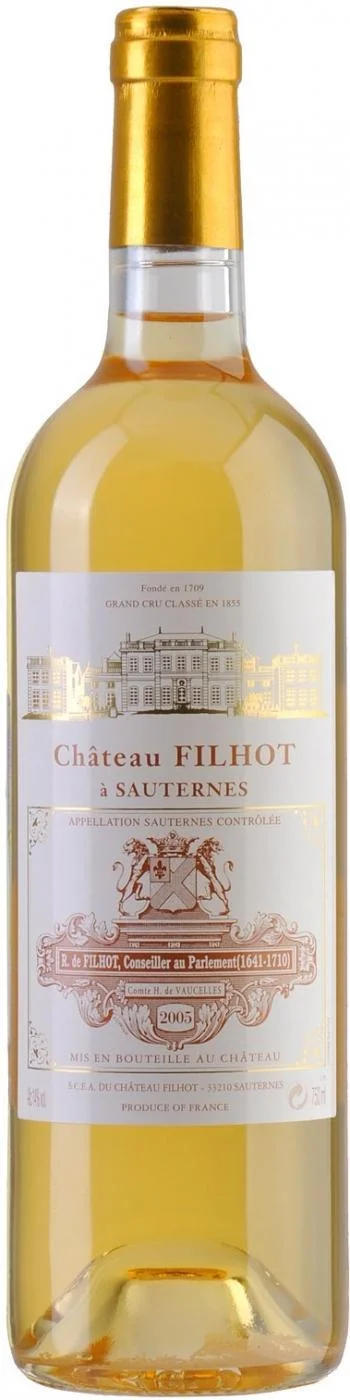 Вино CHATEAU FILHOT ШАТО ФИЛЬО Сотерн 2-е Гран Крю Классэ AOC 2005 белое сладкое 750 мл