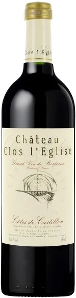 Вино Chateau Clos L'Eglise  Cotes de Castillon AOC  Шато Кло Л'Эглиз  Кот де Кастийон АОС 2007  375 мл