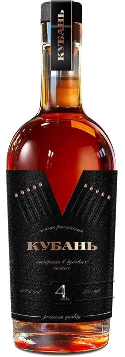 Коньяк   Российский коньяк четырехлетний   "Кубань"  500 мл  40%