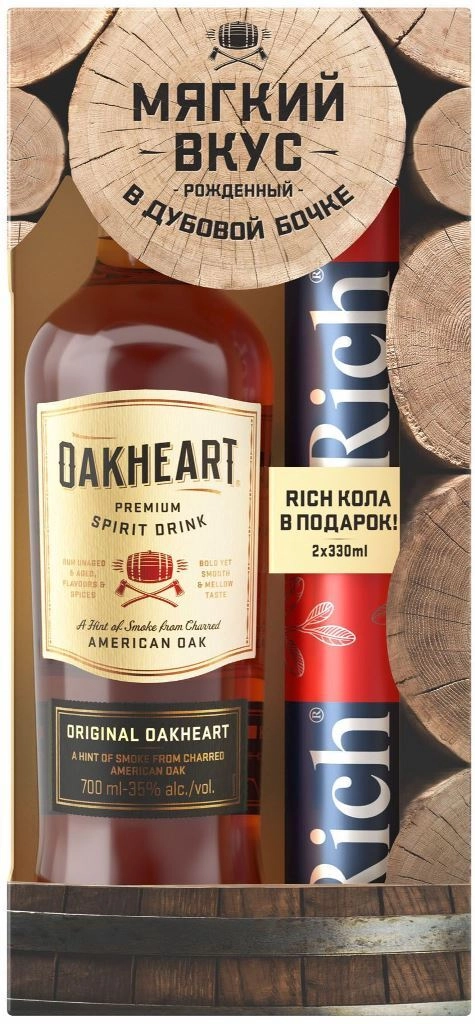 Ромовый напиток Bacardi  OakHeart Original  with 2 cans of  Rich  Cola  in gift box 700 мл
