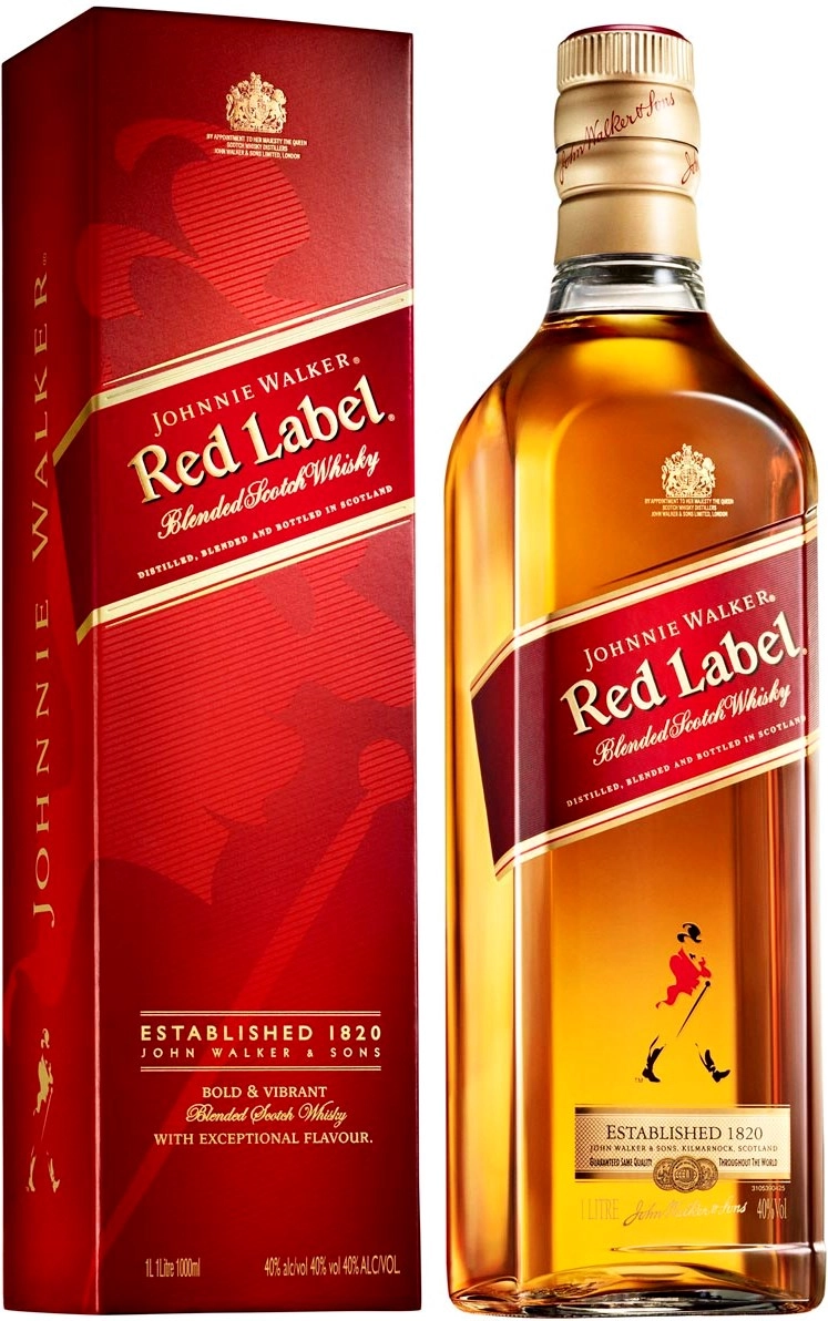 Виски Джонни Уокер Рэд Лэйбл (красная этикетка) в подарочной упаковке 1000 мл