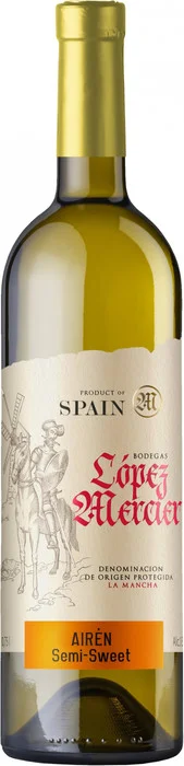 Вино Bodegas Lopez Mercier Airen Semi-Sweet La Mancha DO Бодегас Лопес Мерсиер Айрен Полусладкое 750 мл