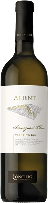 Вино  Concilio   Arjent Sauvignon Blanc, Trentino DOC  Консилио  Аржент Совиньон Блан 2022  750 мл 12,5 %