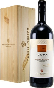 Вино Poggio al Tesoro  Sondraia  Bolgheri Superiore DOC  wooden box  Сондрайа в деревянной коробке 2018 1500 мл