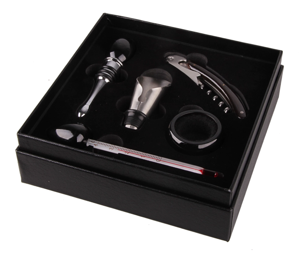 Подарочный набор Coffret Luxe Noire 5 pcs vernis VIN ART  Подарочный набор люкс черный 5 винных аксессуаров