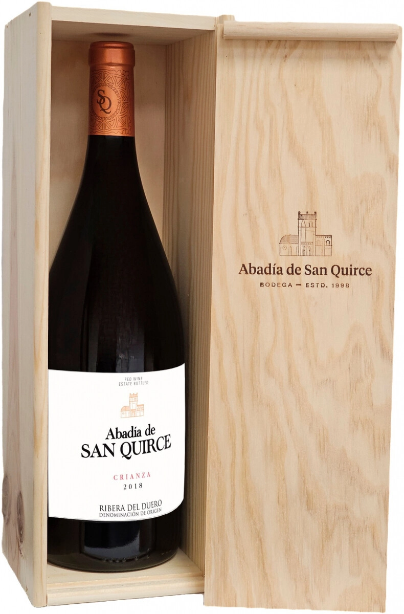Вино Abadia de San Quirce Crianza Ribera del Duero DO wooden box  2018  1,5 л 