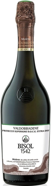 Игристое вино Bisol  Molera  Valdobbiadene Prosecco Superiore DOCG Extra Dry  2019 750 мл