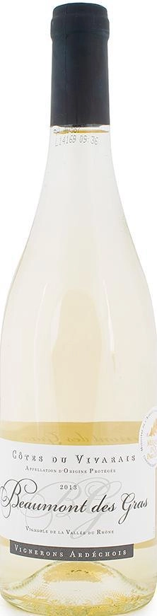 Вино  Vignerons Ardechois AOP Cotes du Vivarais Beaumont des Gras white  2017 750 мл