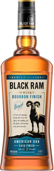 Виски  Black Ram Bourbon Finish 3 Years Old 1000 мл   40 %