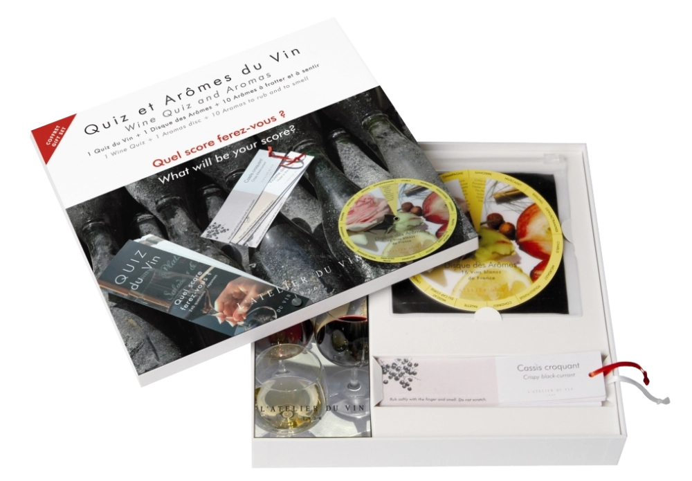 Подарочный набор L'Atelier du Vin  Set Quiz et Aromes du Vin  Подарочный набор: квиз-викторина о вине и набор винных ароматов  ароматизированные бумажные полоски