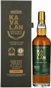 Виски Kavalan Solist ex-Bourbon Cask Single Cask Strength 57,8% gift box with glass  700 мл