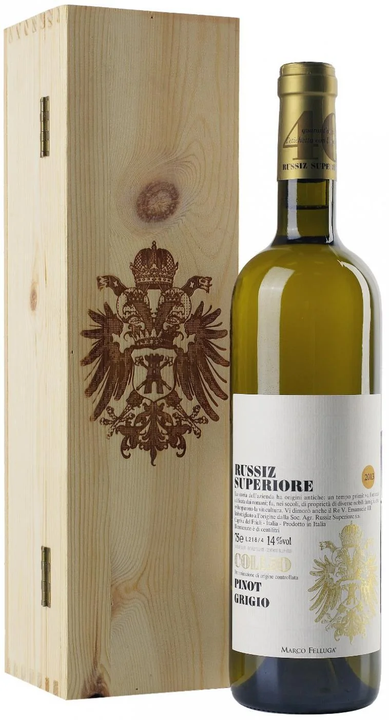 Вино Collio Pinot Grigio DOC, in wooden box Руссиц Супериоре, Пино Гриджио, Коллио, в п/у 2013, 0.75 л