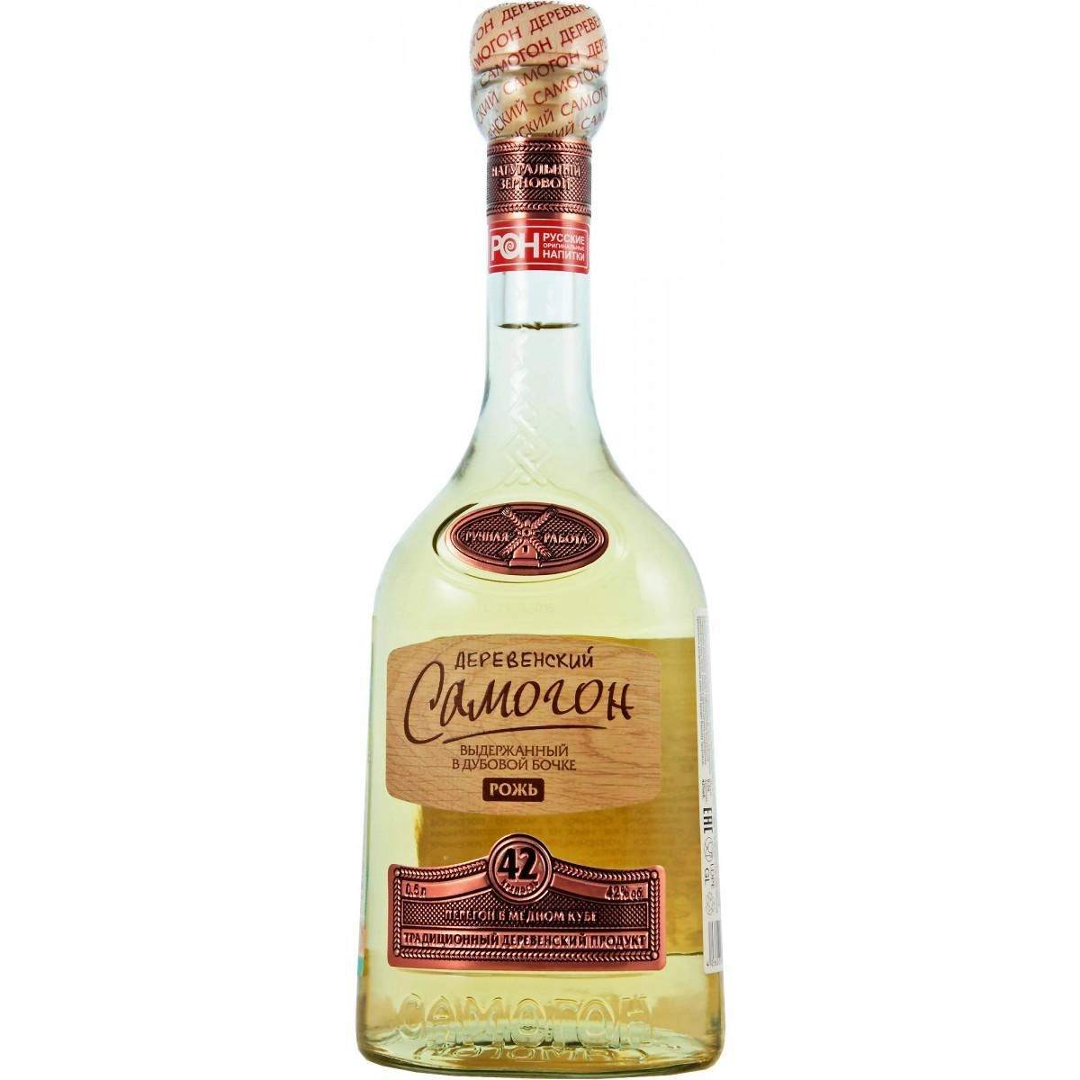 Водка  Деревенский Самогон Рожь выдержанный в дубовой бочке  500 мл