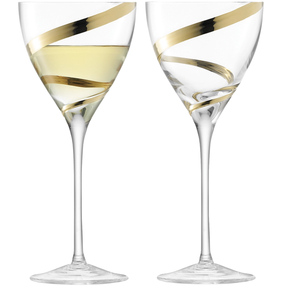 Бокалы Malika Grand Goblet  Gold Spiral Set of 2 pcs Малика Гранд Золотая Спираль Набор из 2 бокалов 400 мл