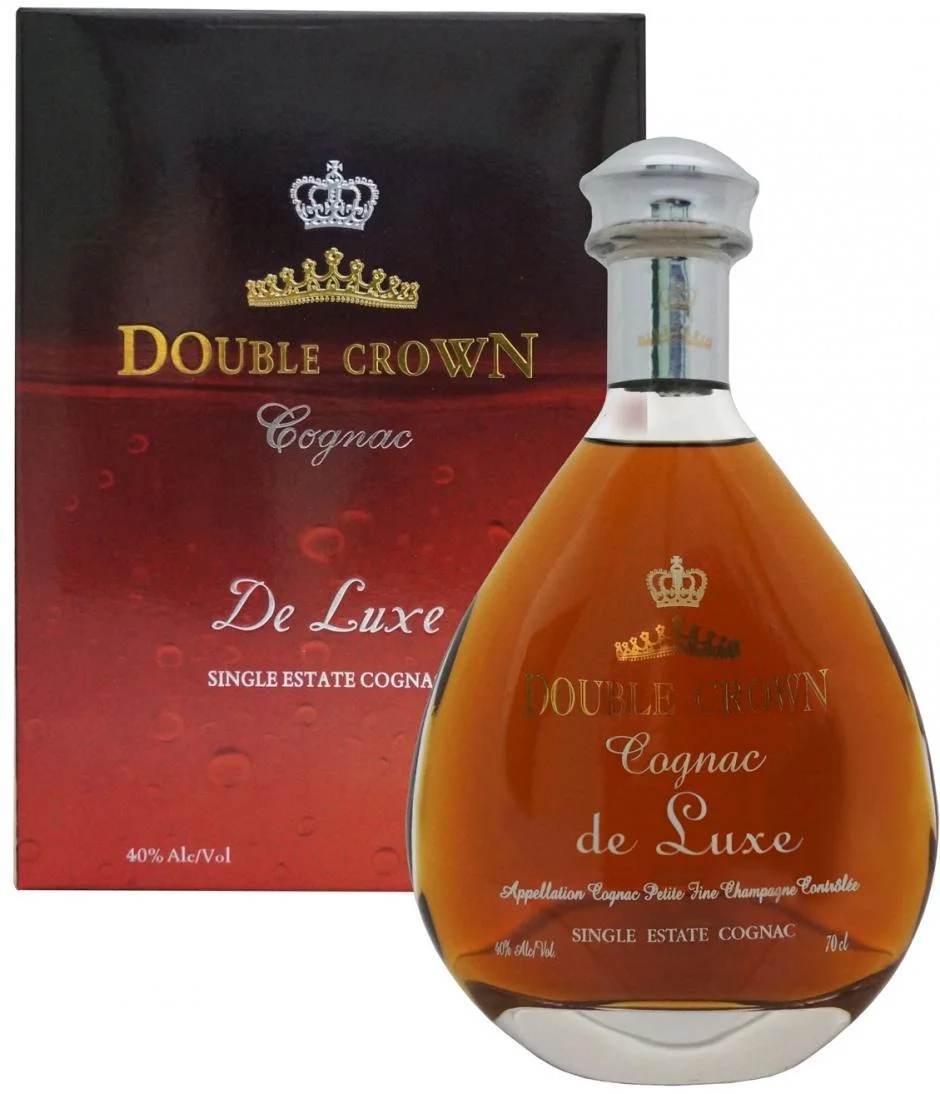 Коньяк Domaines Francis Abecassis Double Crown de Luxe Petite Fine Champagne decanter & dift box Домен Фрэнсис Абекассис Дабл Краун де Люкс Птит Фин Шампань декантер в картонной коробке 700 мл