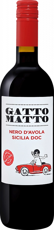 Вино   Villa degli Olmi  Gatto Matto  Nero d’Avola Sicilia DOC  Вилла Дельи Ольми  Гатто Матто  Неро д’Авола Сицилия 2019  750 мл