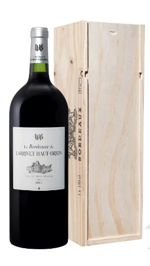 Вино Ginestet Le Bordeaux de Larrivet Haut-Brion Rouge wooden box Жинесте Ларриве О - Брион Бордо в деревянной упаковке 2015 1500 мл