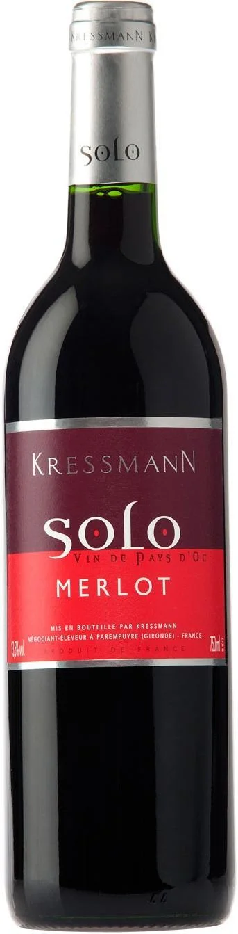 Вино Kressmann Solo Merlot Vin de Pays d'Oc Крессманн Соло Мерло 2013 750 мл