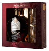 Коньяк Cognac Tsar Tigran 10YO Gift Box Царь Тигран 10 лет в подарочной упаковке  с бокалами 700 мл
