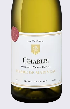 Вино Pierre de Mariveau Chablis AOP Les Chais de Saint Andre  Ле Ше де Сен Андре    Пьер де Мариво  Шабли 2020  750 мл