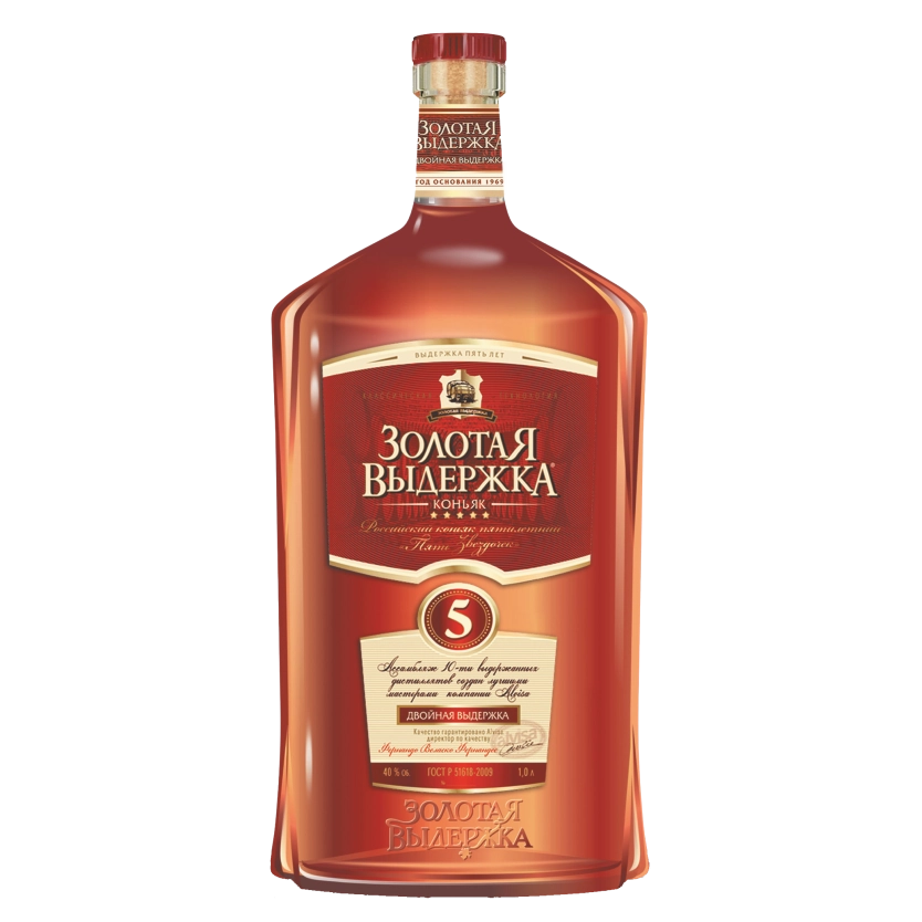 Коньяк Пятилетний Золотая Выдержка  фляжка 1000 мл
