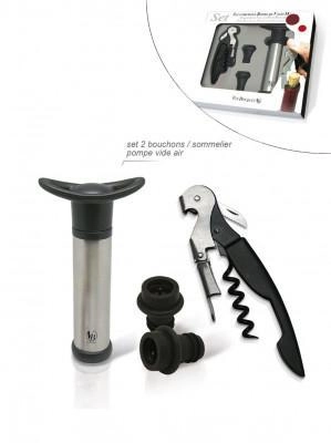 Набор, двухуровневый штопор, две вакуумные пробки, насос, Vin Bouquet 2 Level Corkscrew & Pump Set