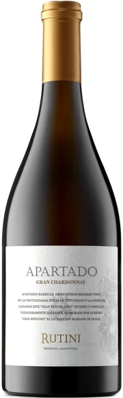 Вино Rutini Gran Chardonnay Mendoza Apartado Рутини Гран Шардоне Мендоза Апартадо 2017 750 мл  14,4%