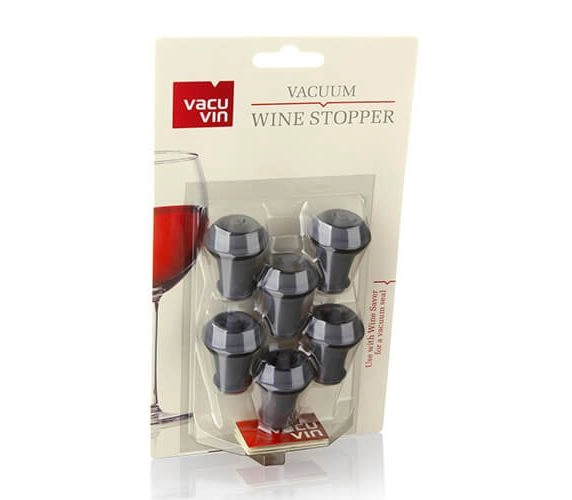 Набор VacuVin Wine Stoppers Set of 3 Pi/Bl/Pu из 6-ти пробок для WineSaver, цвет: серый, боистер,