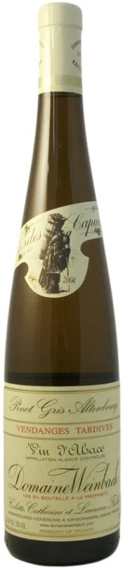 Вино Domaine Weinbach  Pinot Gris Altenbourg Vendanges Tardives  Домен Вайнбах  Пино Гри Альтенбург Вандаж Тардив  2004  750мл